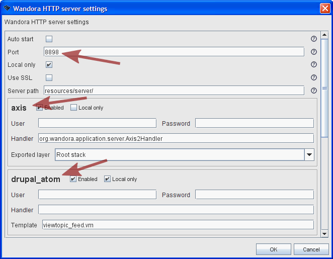 Extras drupal wandora server settings marked.png